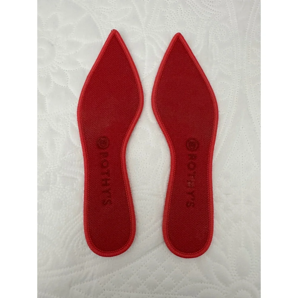 Rothy's Bow Tie Mary Jane Pointed Toe Flats Shoes Red Size 8.5